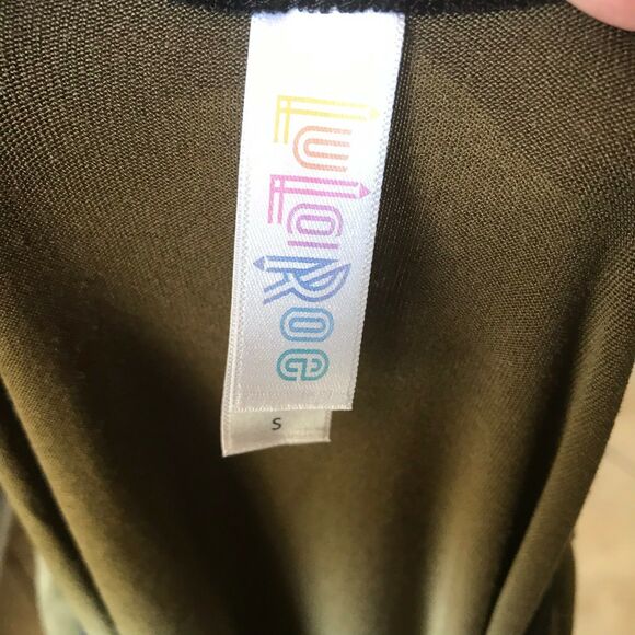 LuLaRoe Womens Top Size Small Perfect T Tunic Olive Black Varsity Stripes Sleeve - Picture 4 of 5